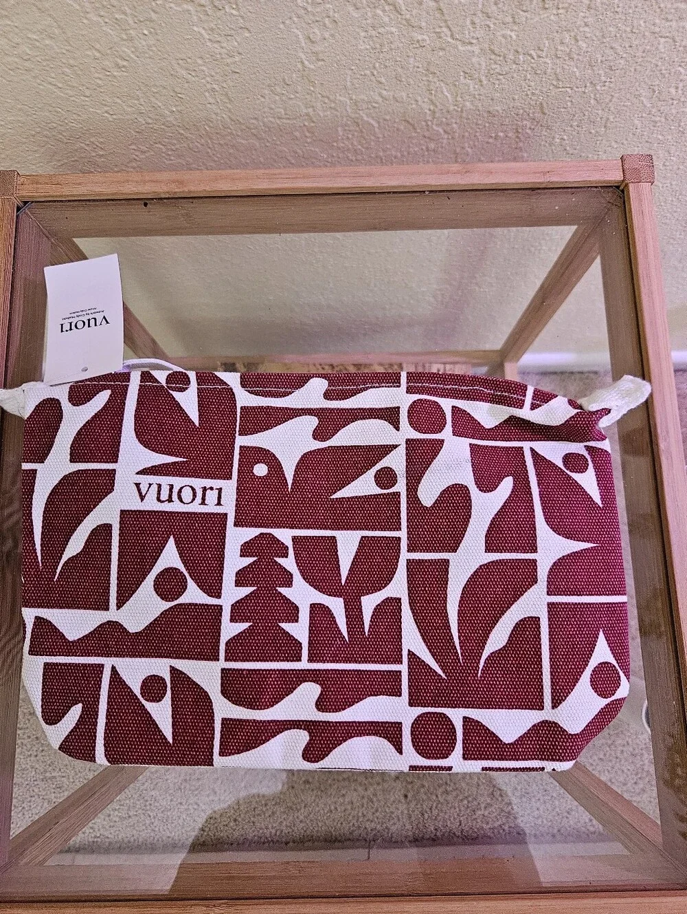Vuori Maroon and White Limited edition Geometric Canvas Pouch